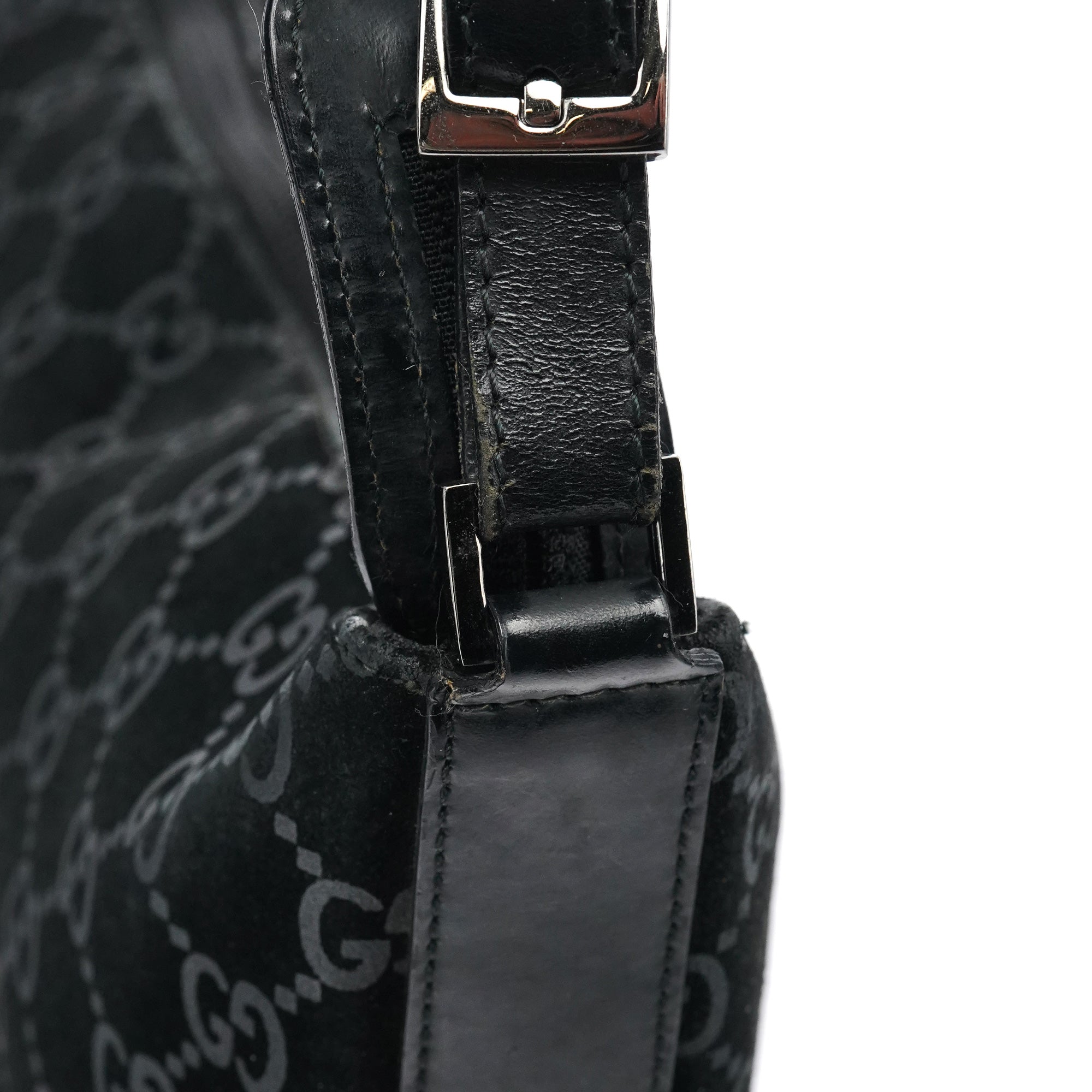1997 Black GG Suede Shoulder Bag