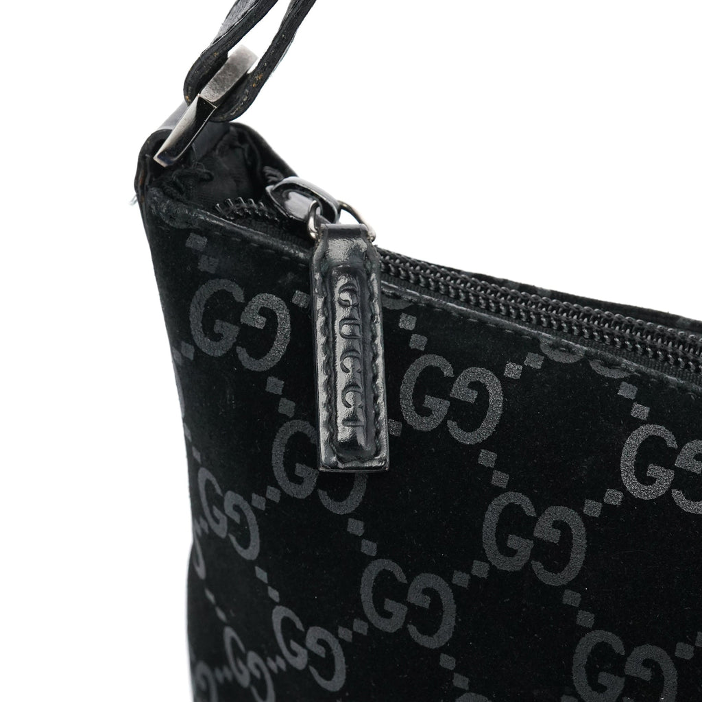 1997 Black GG Suede Shoulder Bag