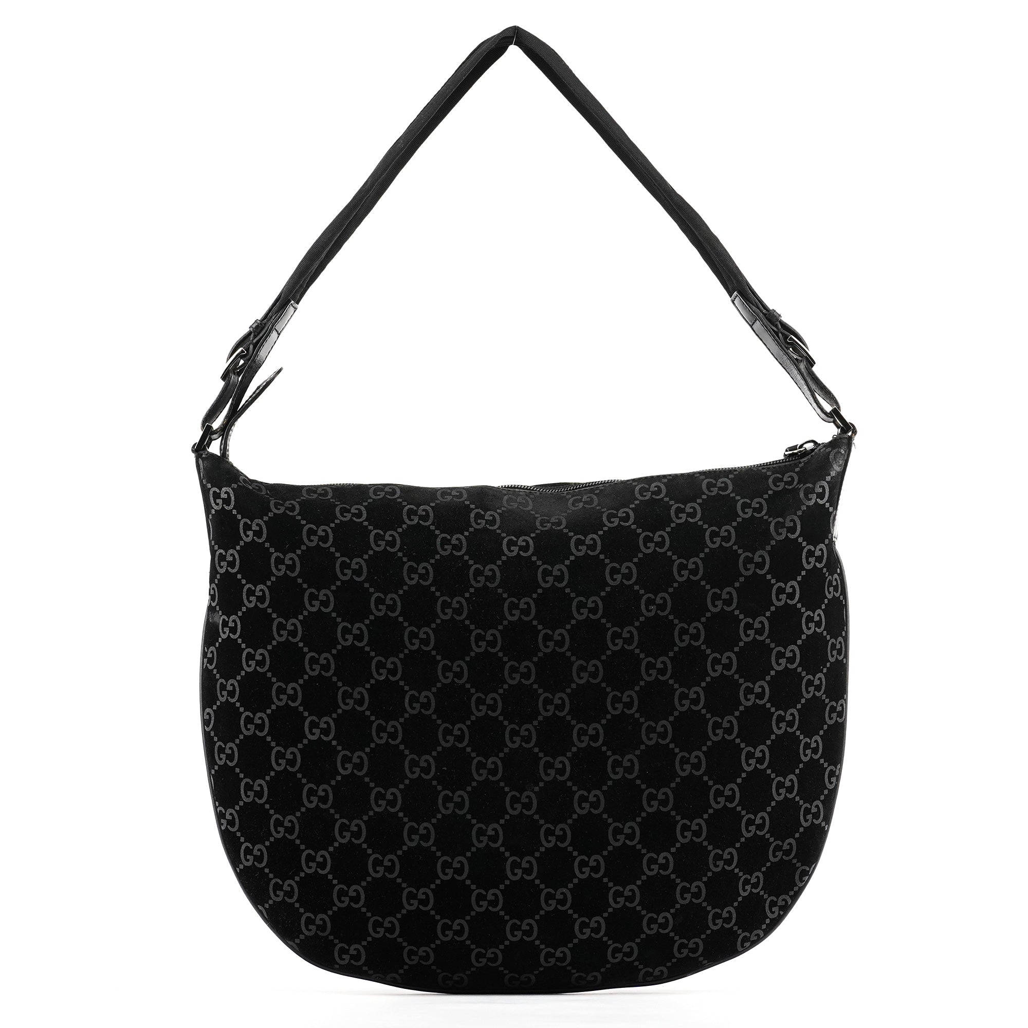 1997 Black GG Suede Shoulder Bag