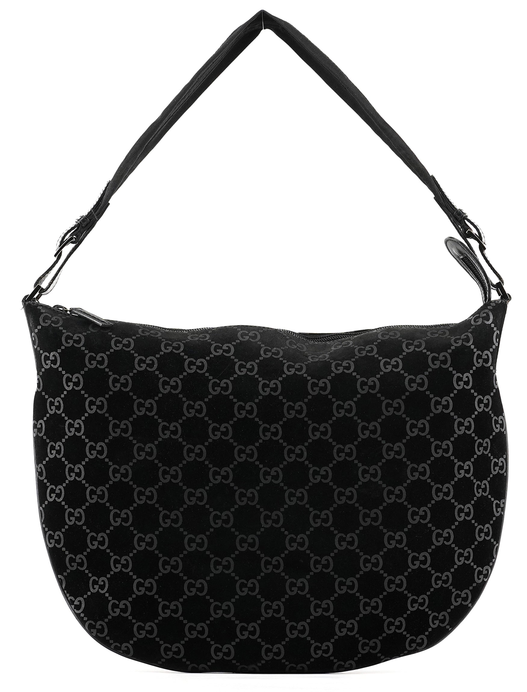 1997 Black GG Suede Shoulder Bag