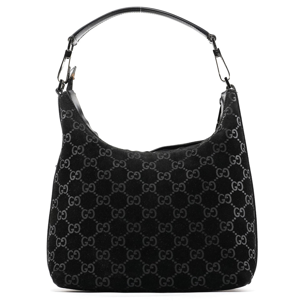 1997 Black GG Suede Shoulder Bag