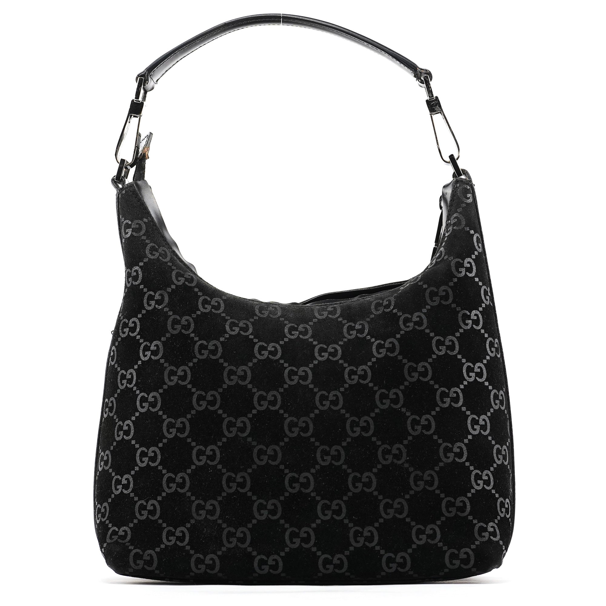 1997 Black GG Suede Shoulder Bag