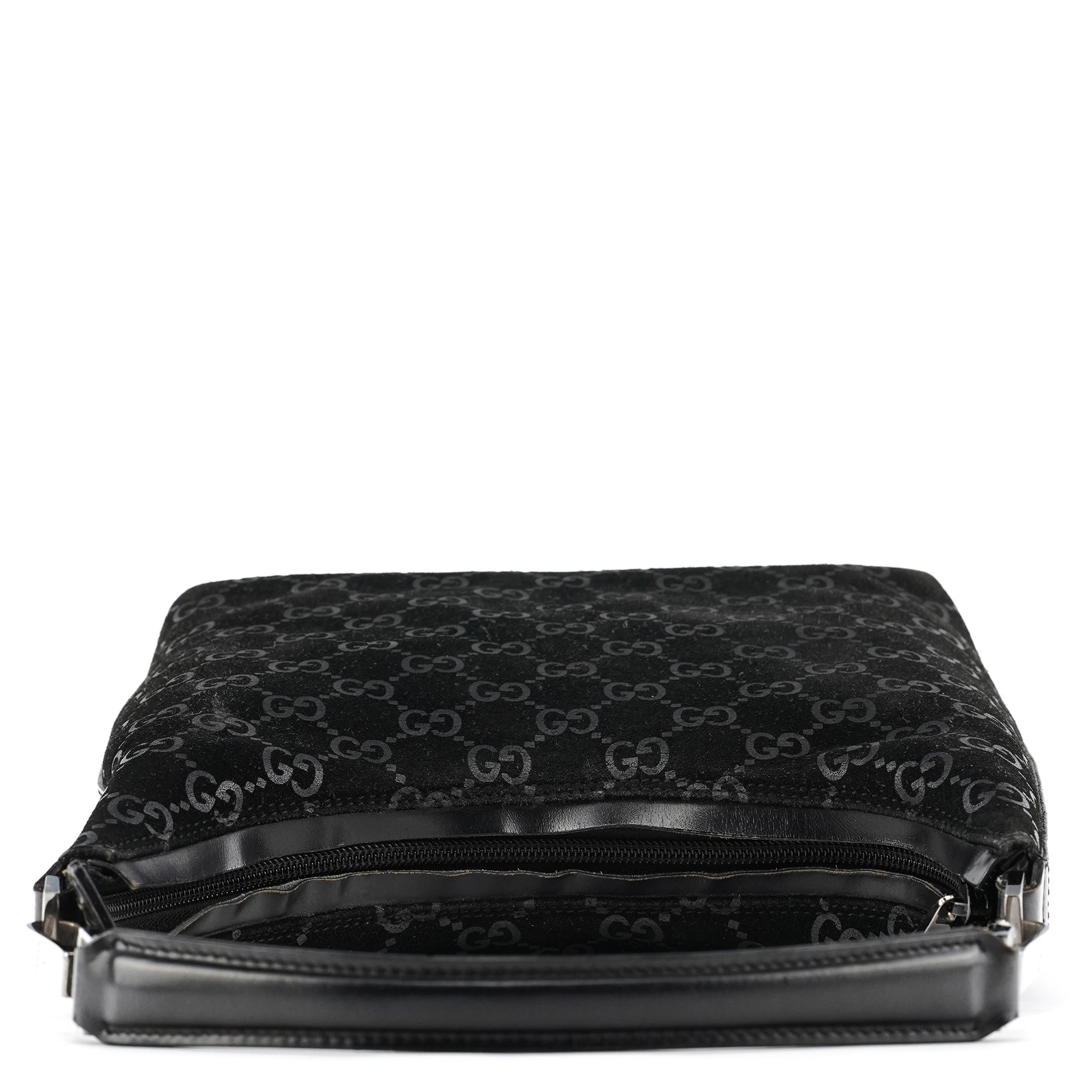 1997 Black GG Suede Shoulder Bag