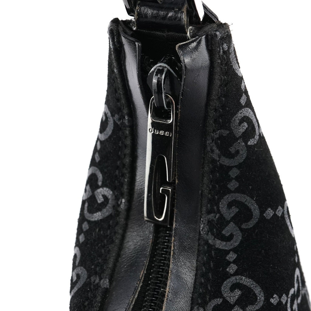 1997 Black GG Suede Shoulder Bag