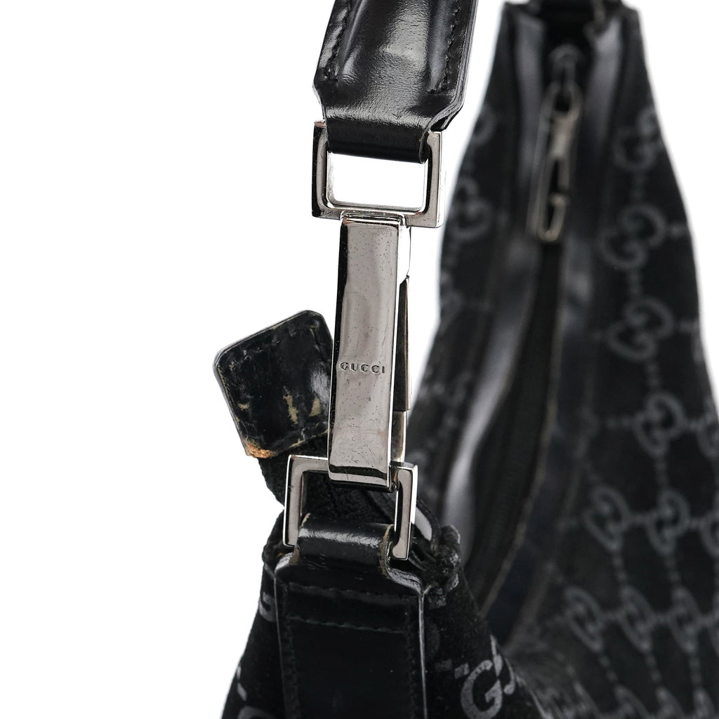 1997 Black GG Suede Shoulder Bag