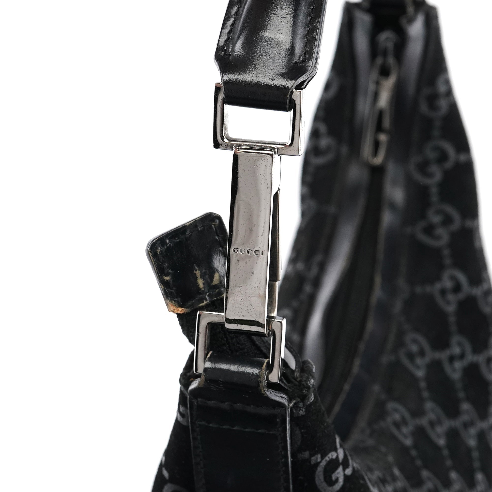 1997 Black GG Suede Shoulder Bag