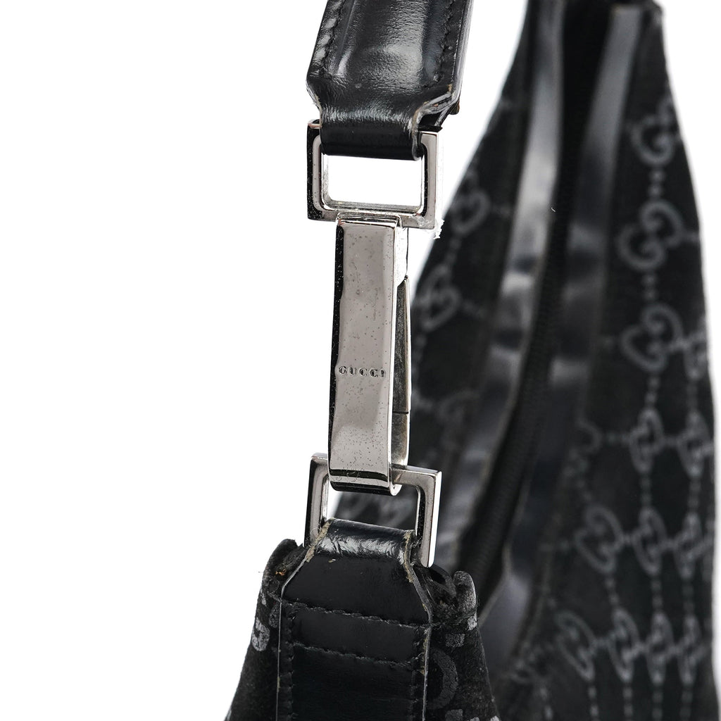 1997 Black GG Suede Shoulder Bag