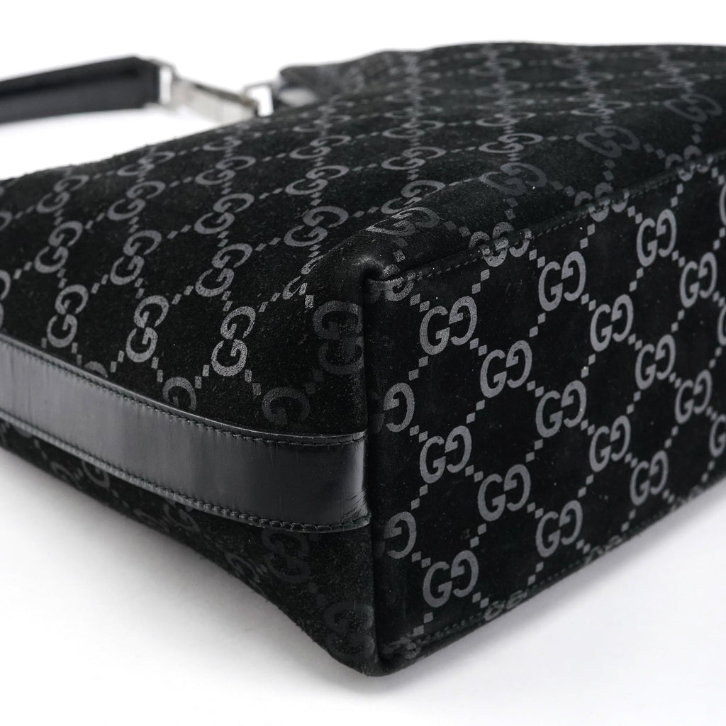 1997 Black GG Suede Shoulder Bag