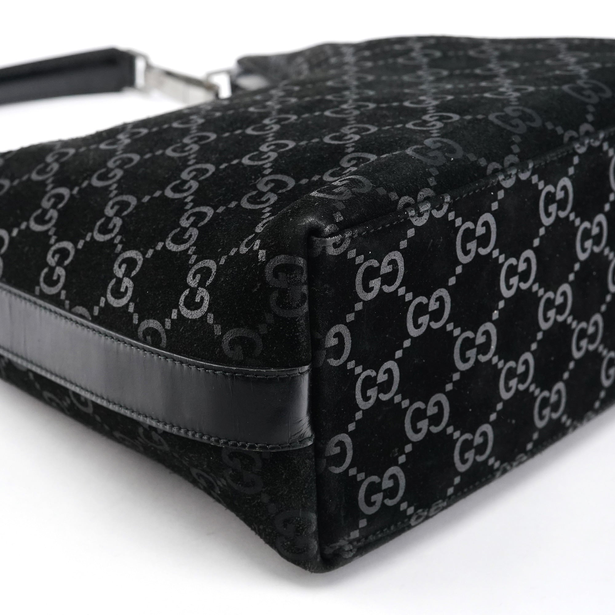 1997 Black GG Suede Shoulder Bag