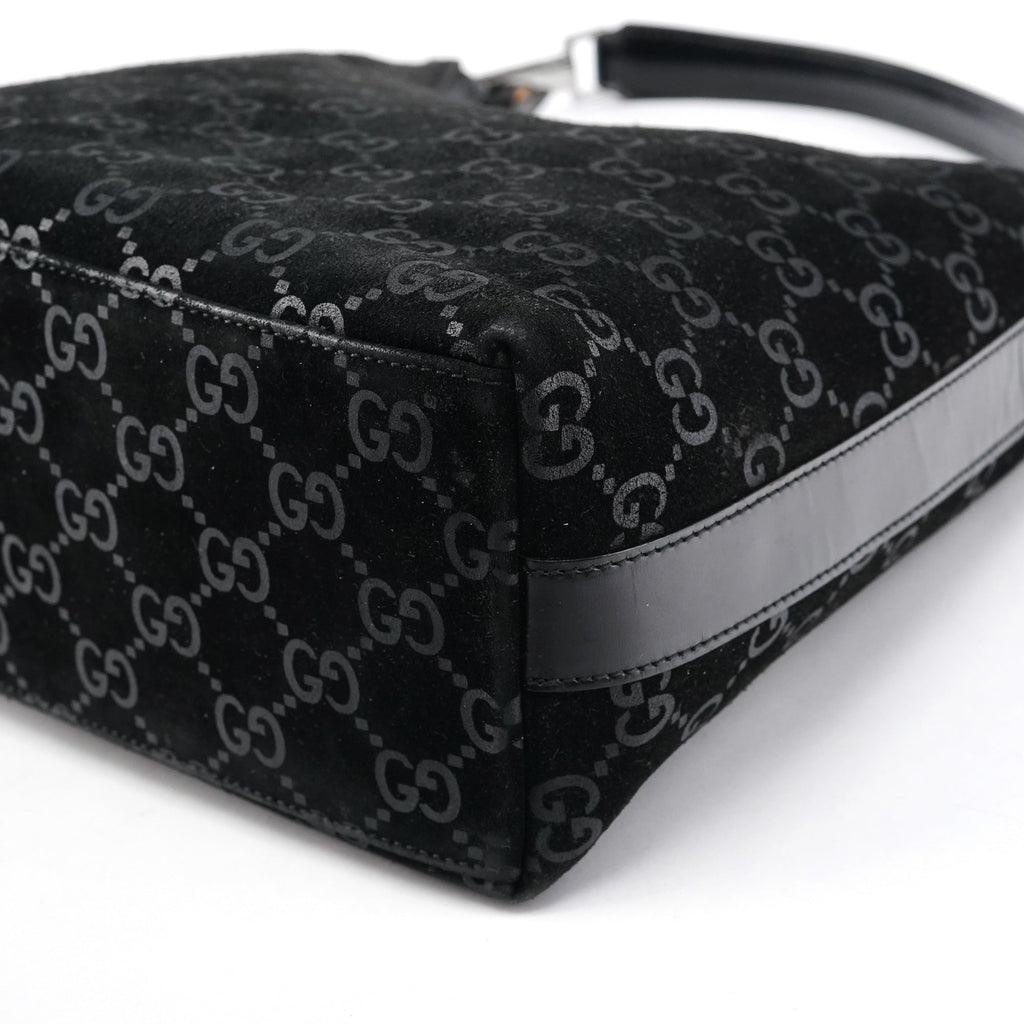 1997 Black GG Suede Shoulder Bag