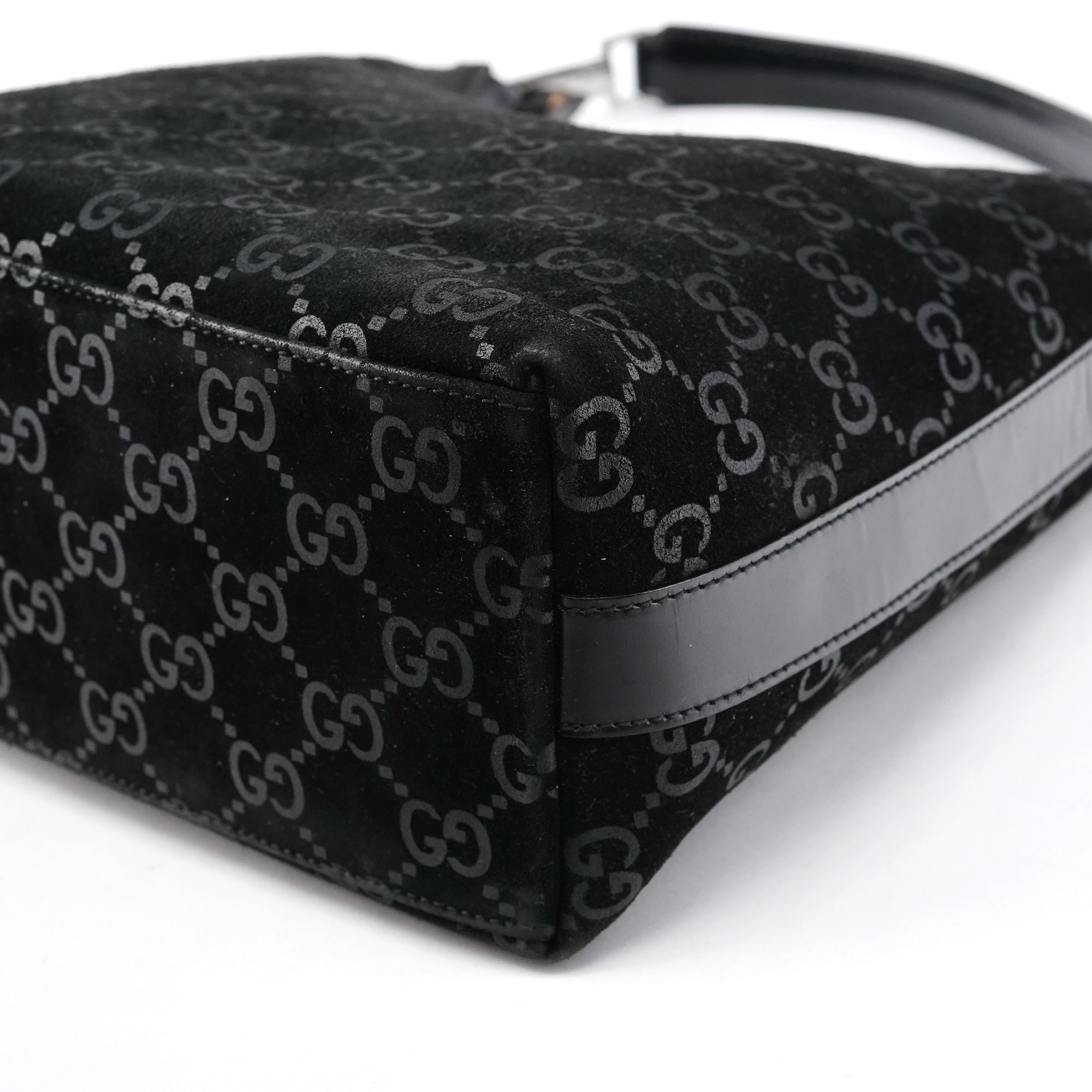 1997 Black GG Suede Shoulder Bag