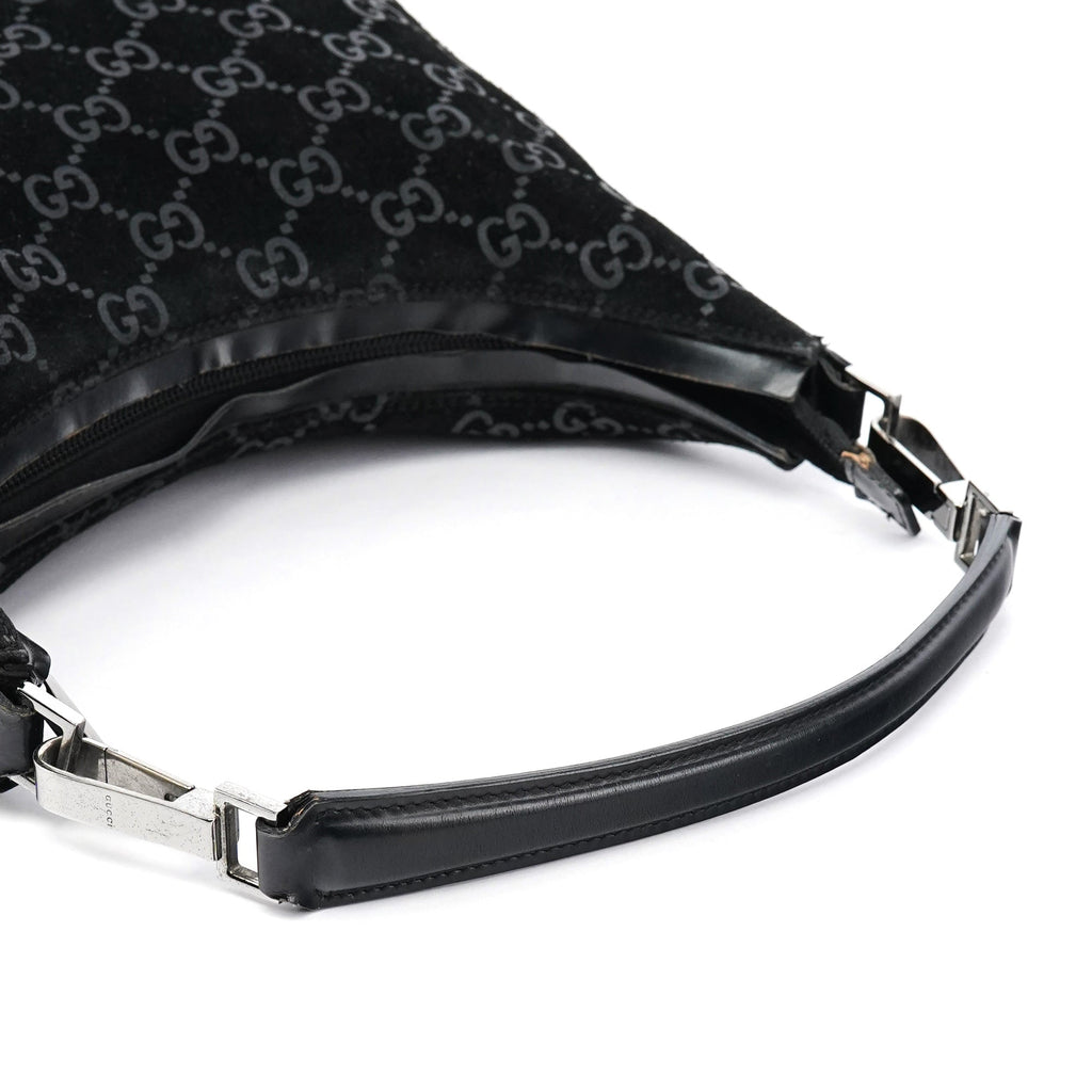 1997 Black GG Suede Shoulder Bag