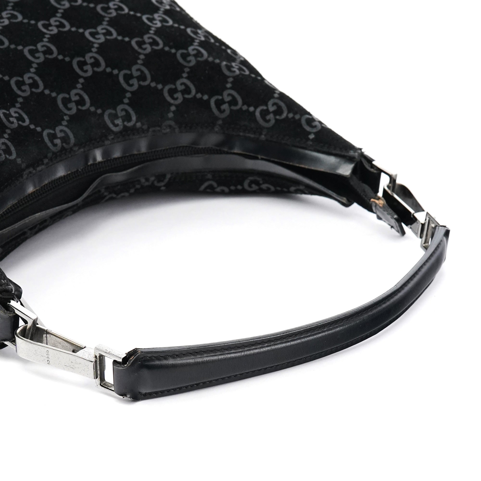1997 Black GG Suede Shoulder Bag