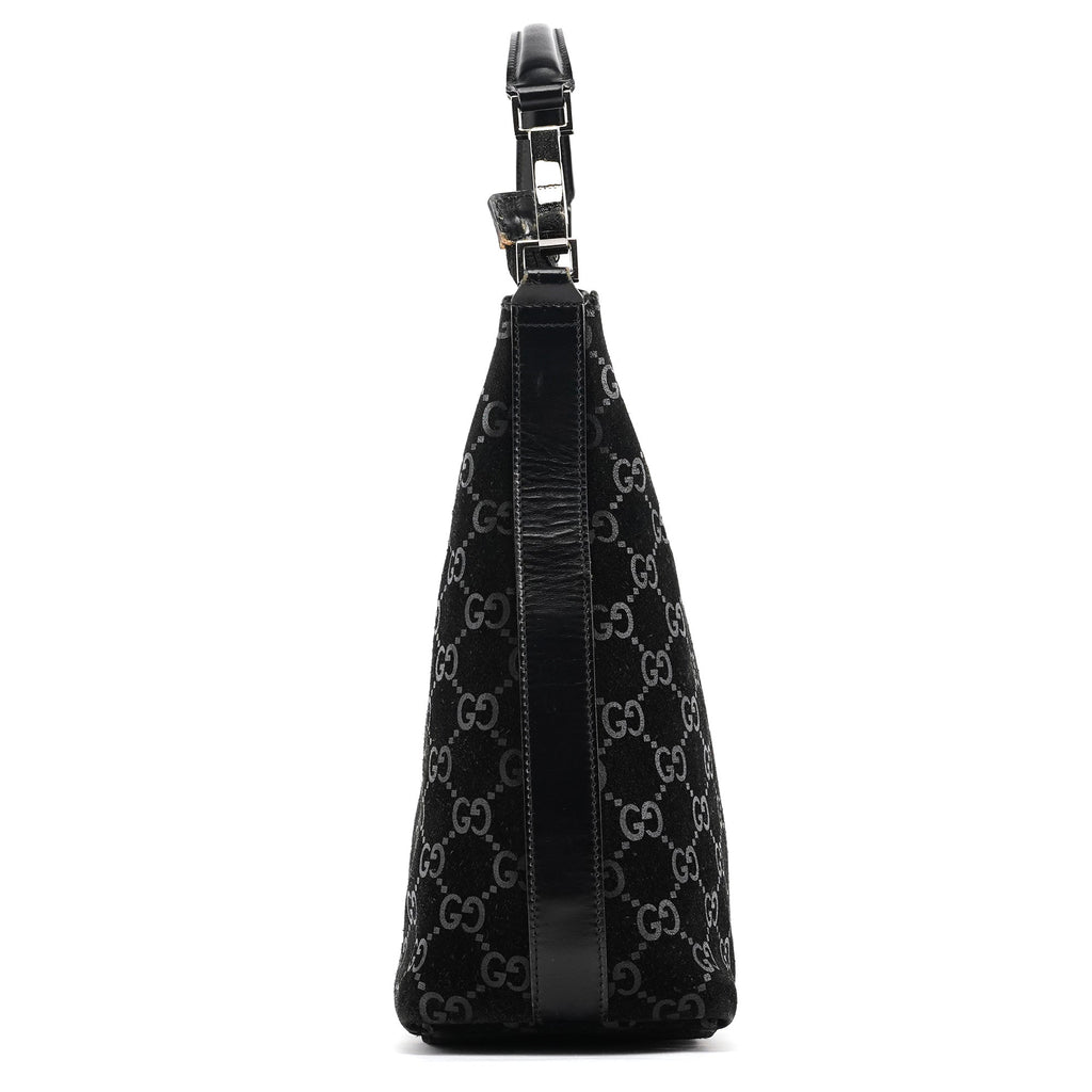 1997 Black GG Suede Shoulder Bag