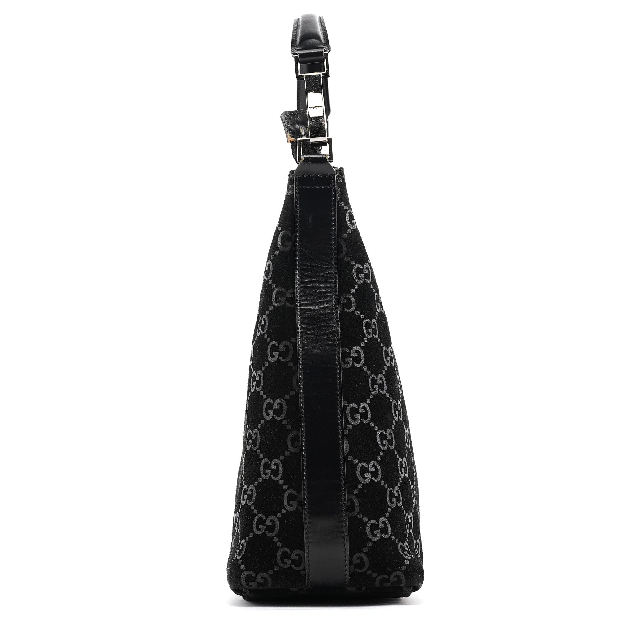 1997 Black GG Suede Shoulder Bag