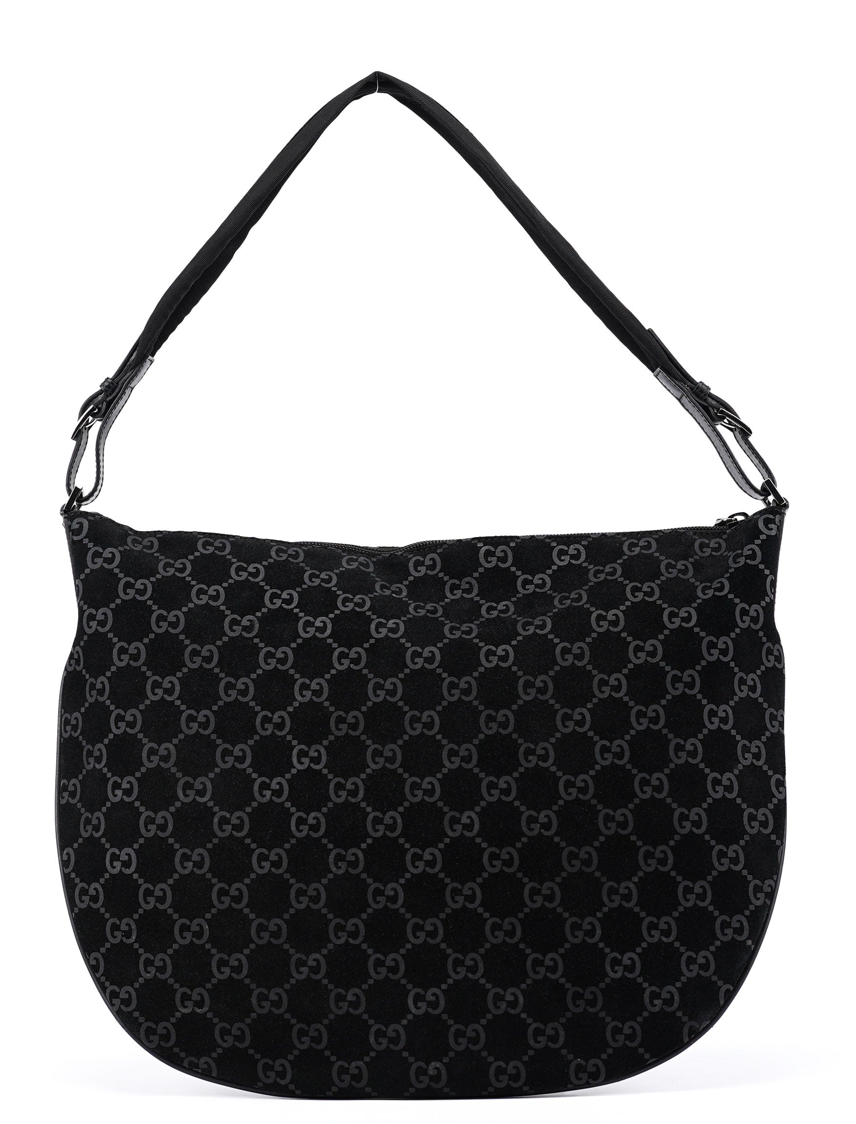1997 Black GG Suede Shoulder Bag