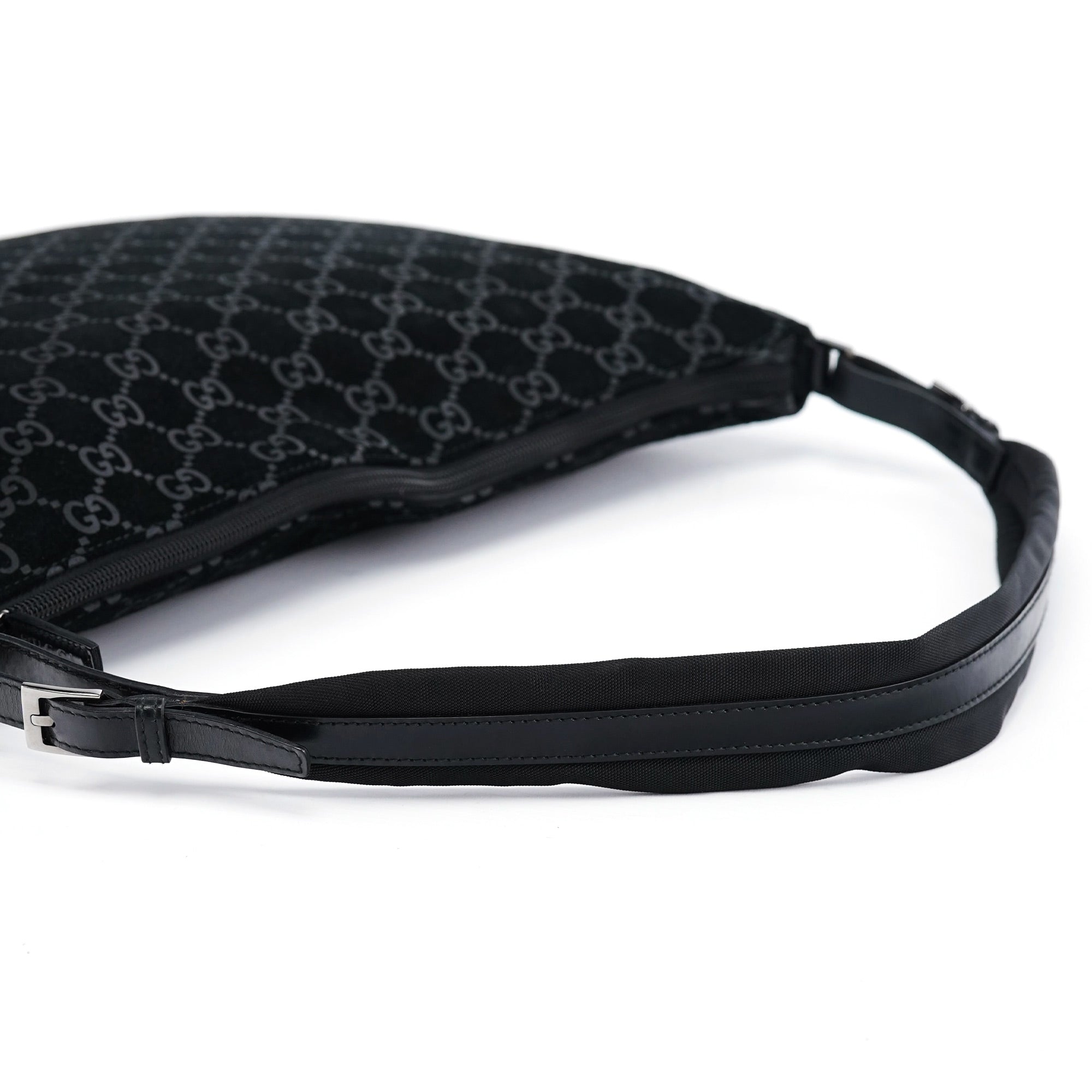1997 Black GG Suede Shoulder Bag