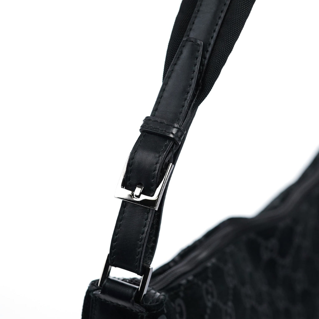 1997 Black GG Suede Shoulder Bag
