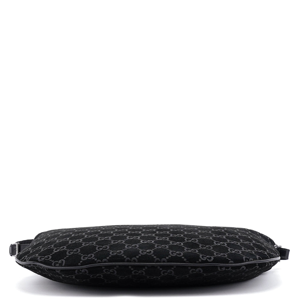1997 Black GG Suede Shoulder Bag