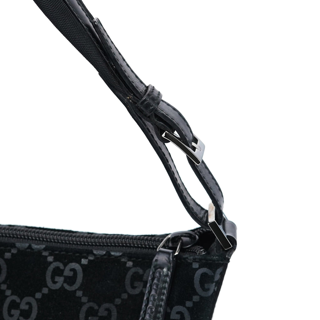 1997 Black GG Suede Shoulder Bag