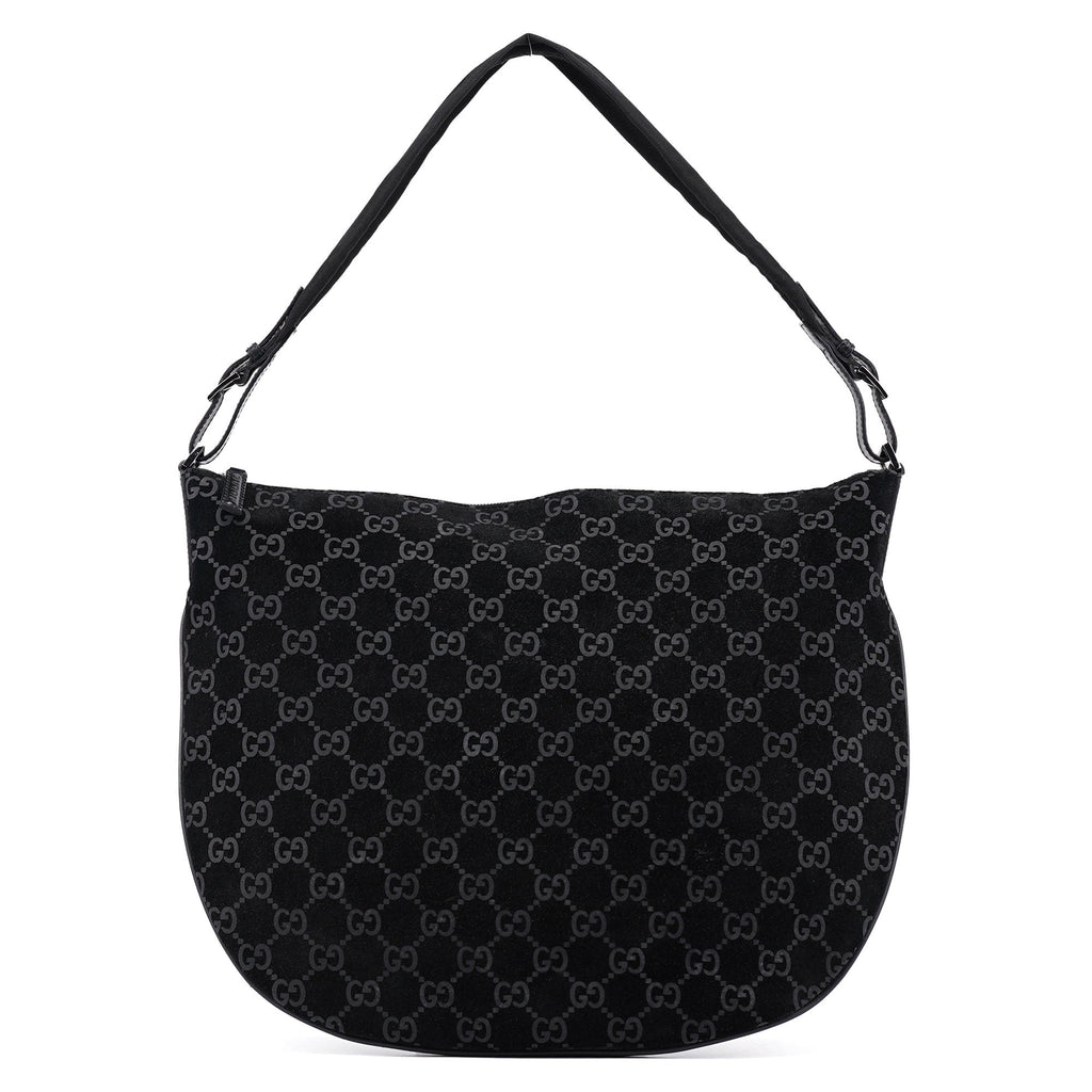 1997 Black GG Suede Shoulder Bag