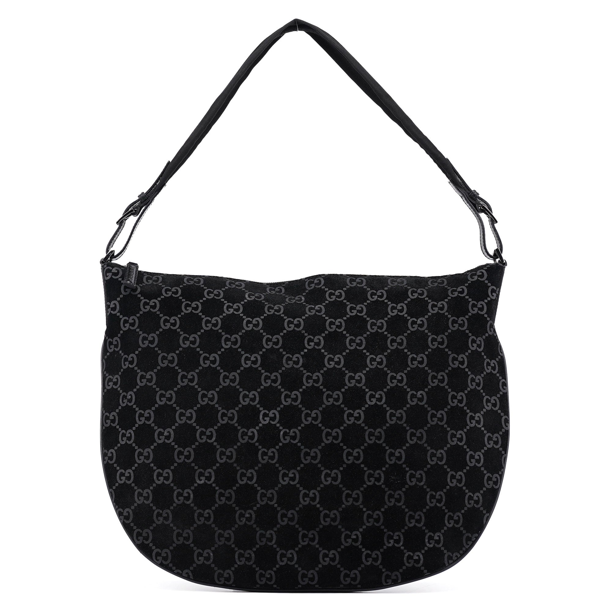 1997 Black GG Suede Shoulder Bag
