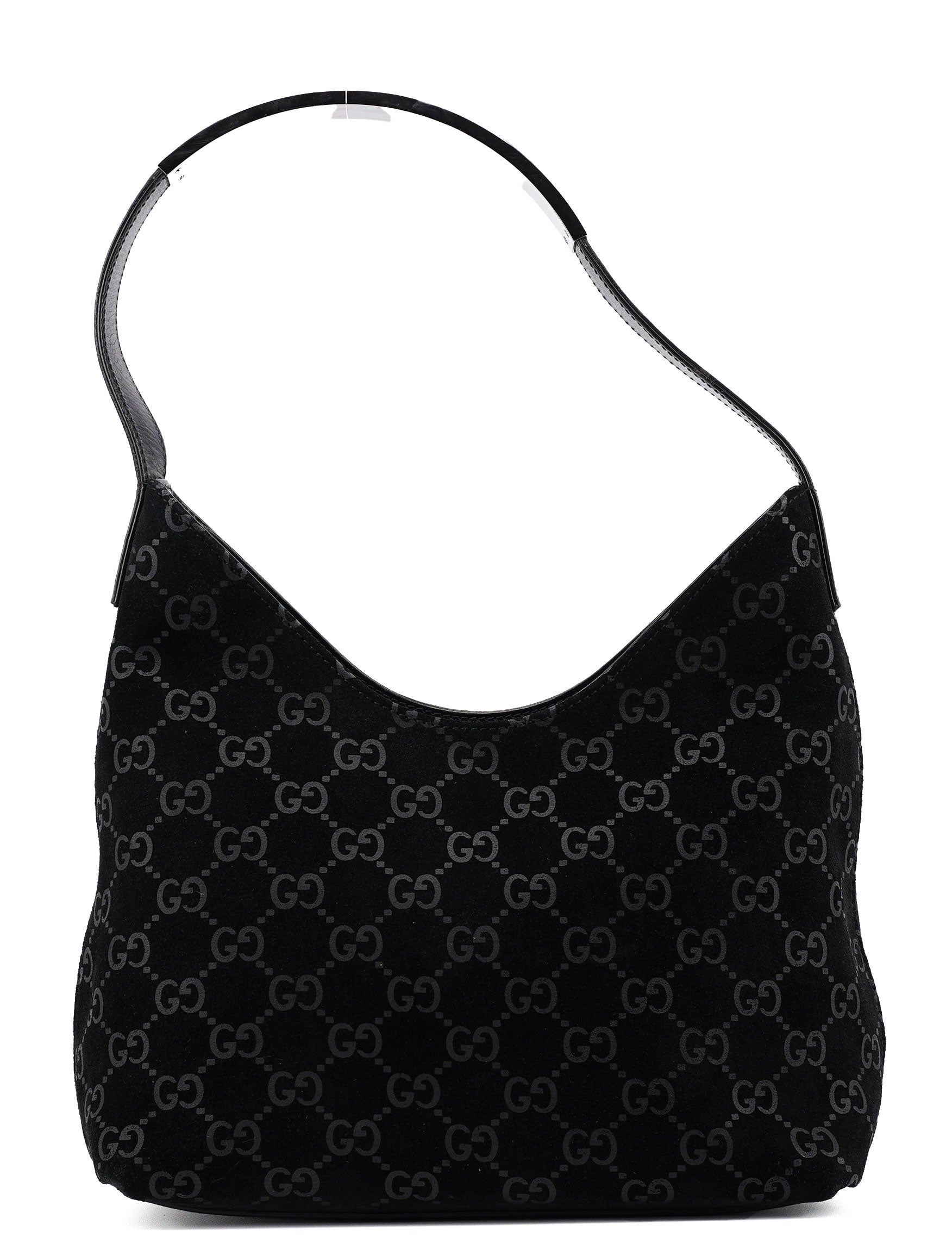 1997 Black GG Suede Shoulder Bag