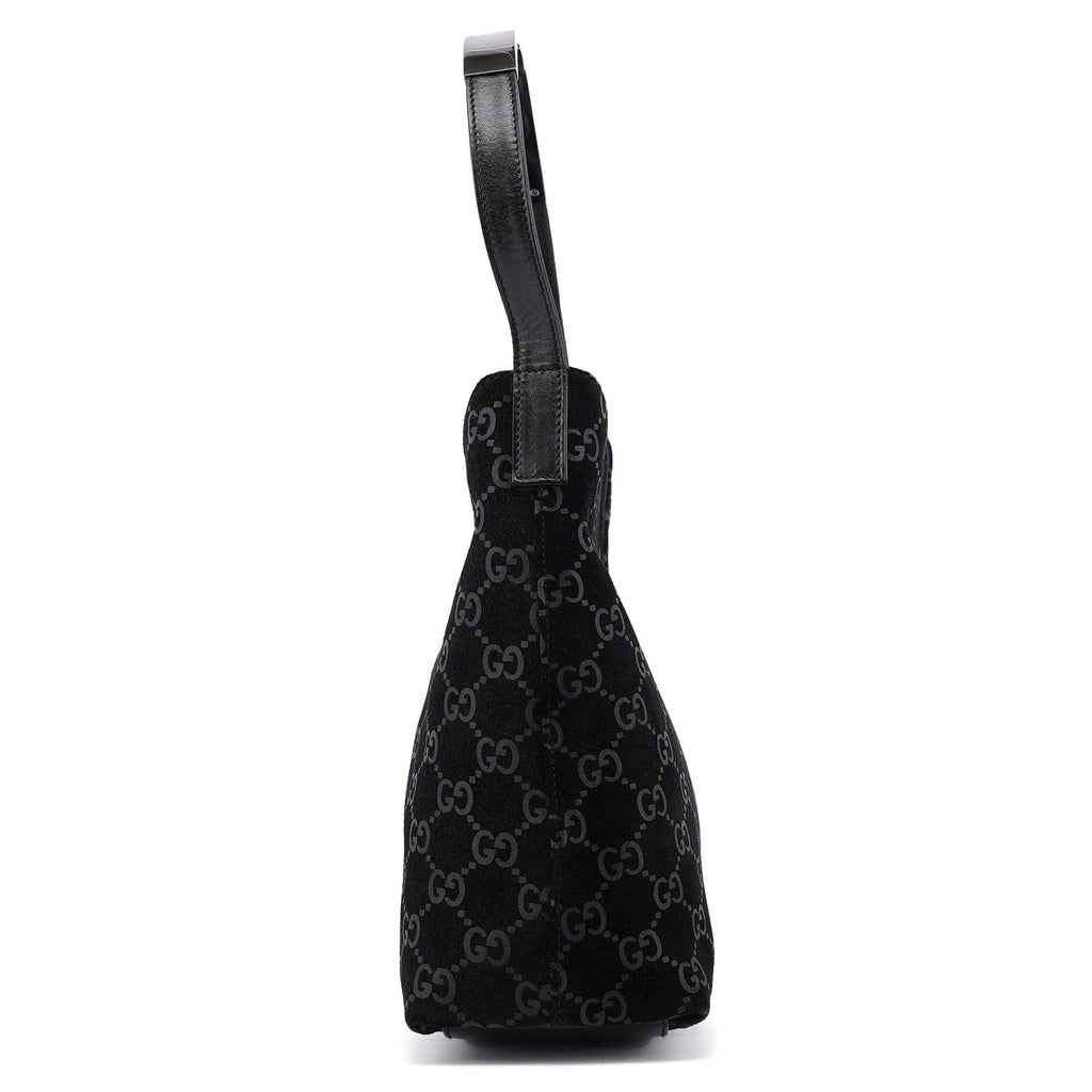 1997 Black GG Suede Shoulder Bag