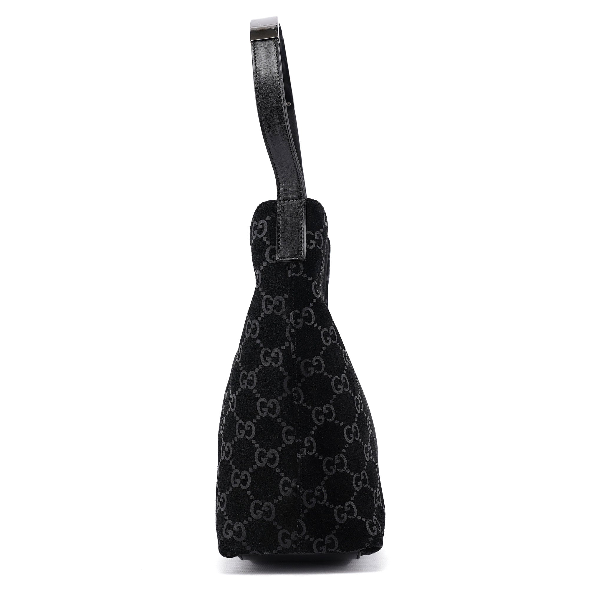 1997 Black GG Suede Shoulder Bag