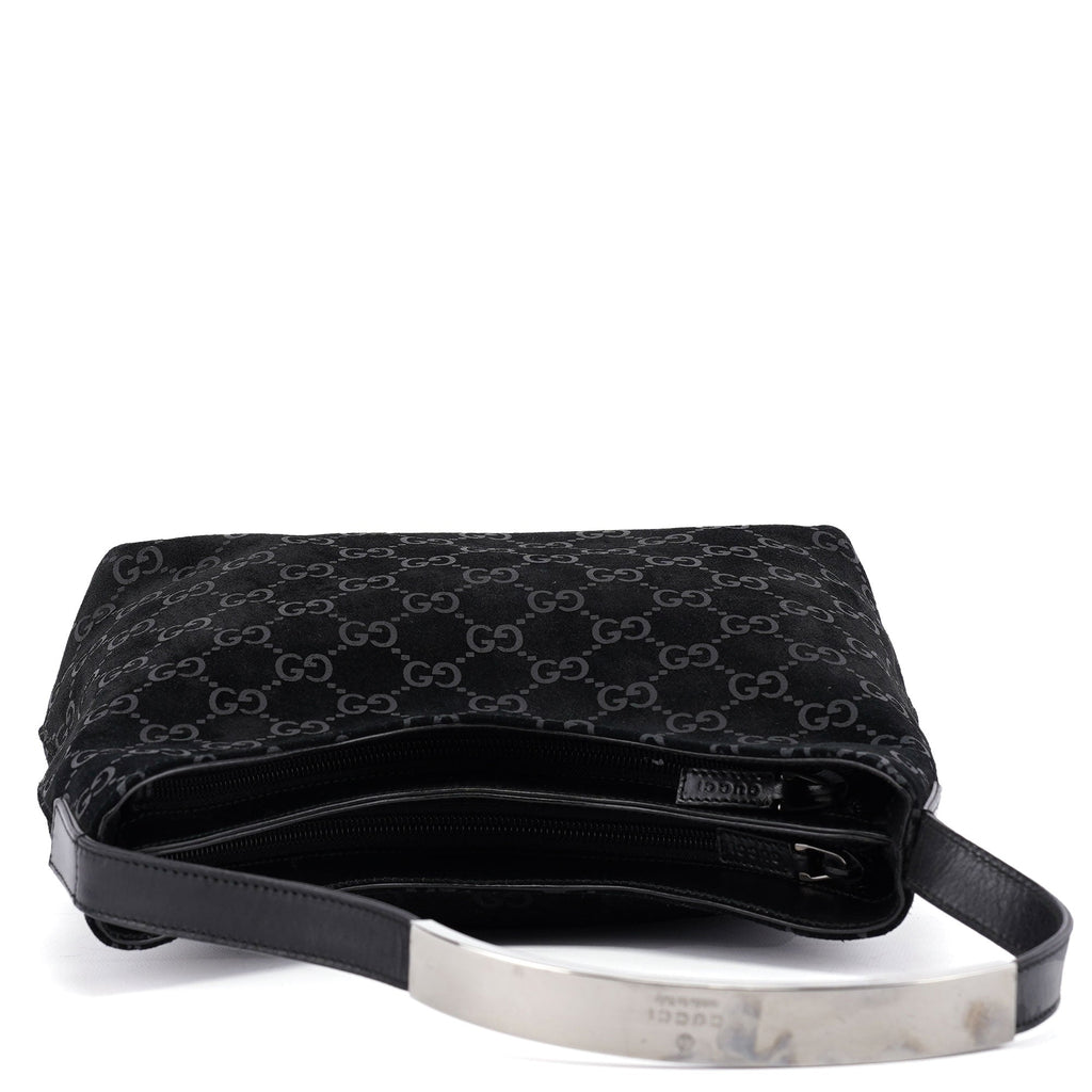 1997 Black GG Suede Shoulder Bag