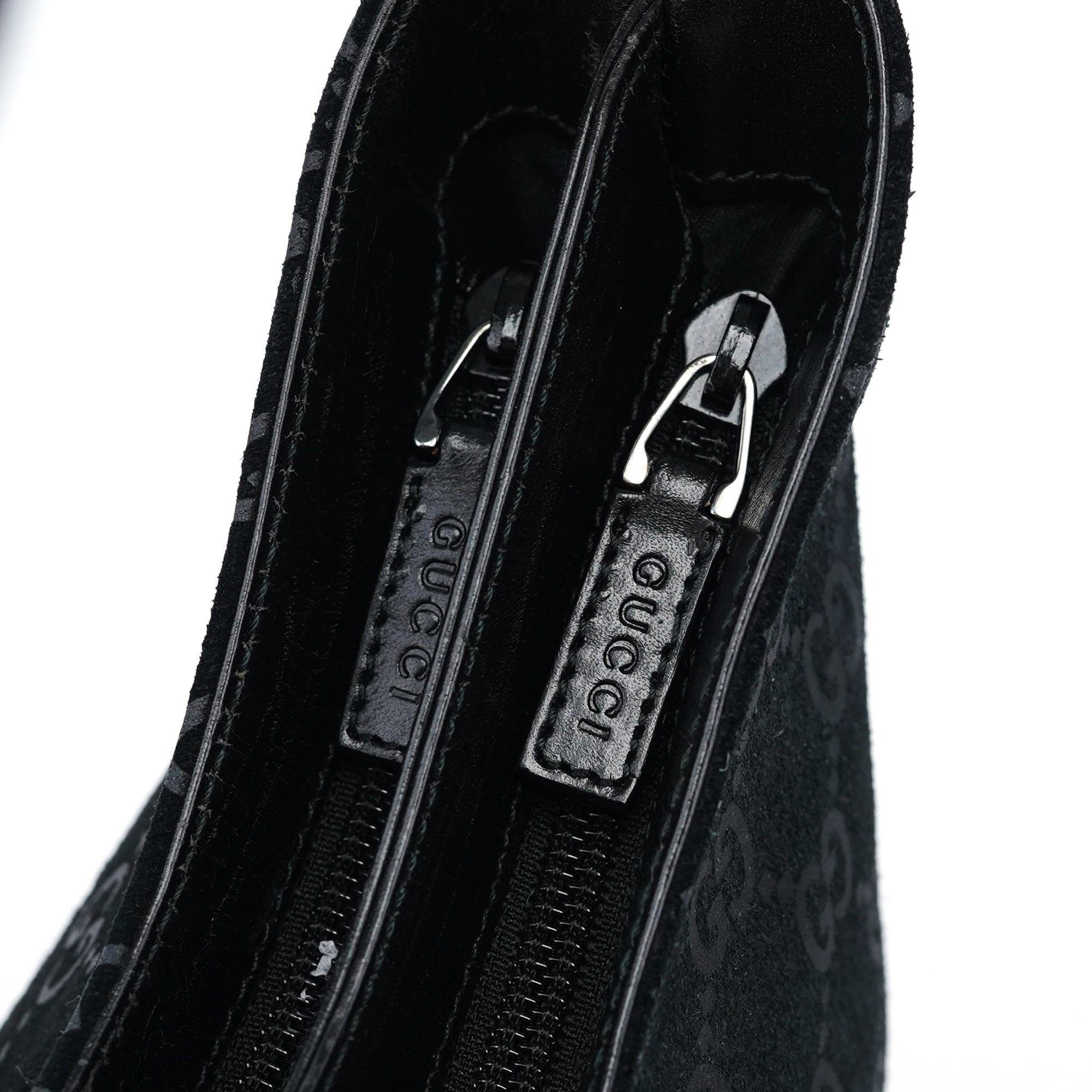 1997 Black GG Suede Shoulder Bag