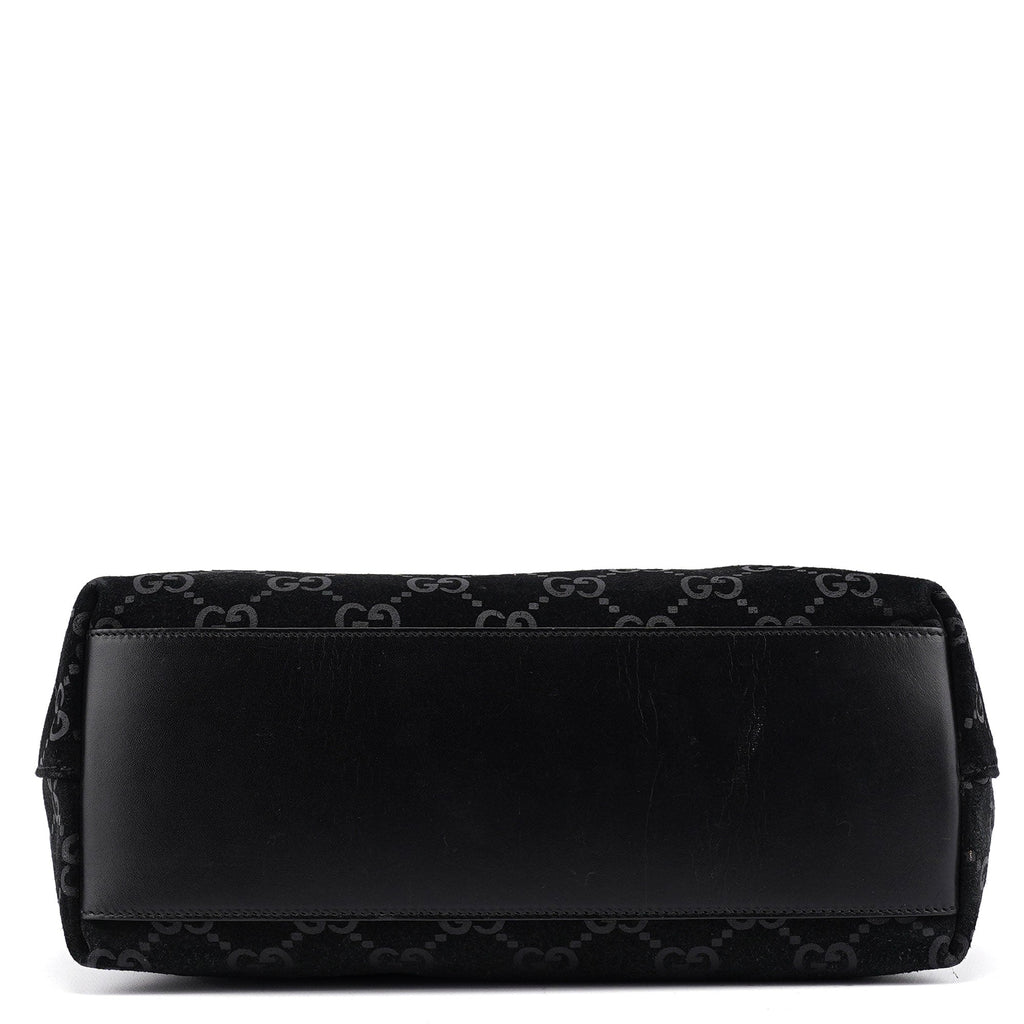 1997 Black GG Suede Shoulder Bag