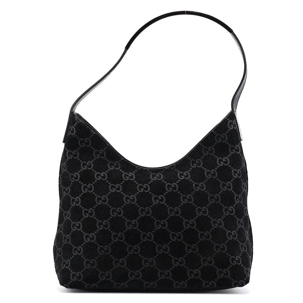 1997 Black GG Suede Shoulder Bag
