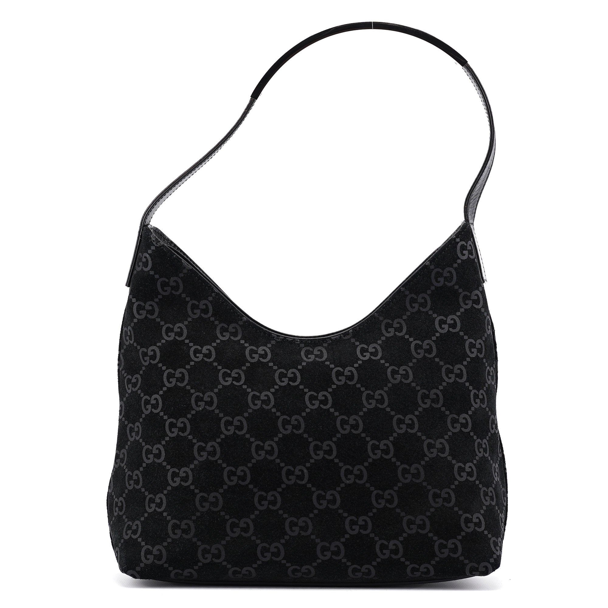 1997 Black GG Suede Shoulder Bag