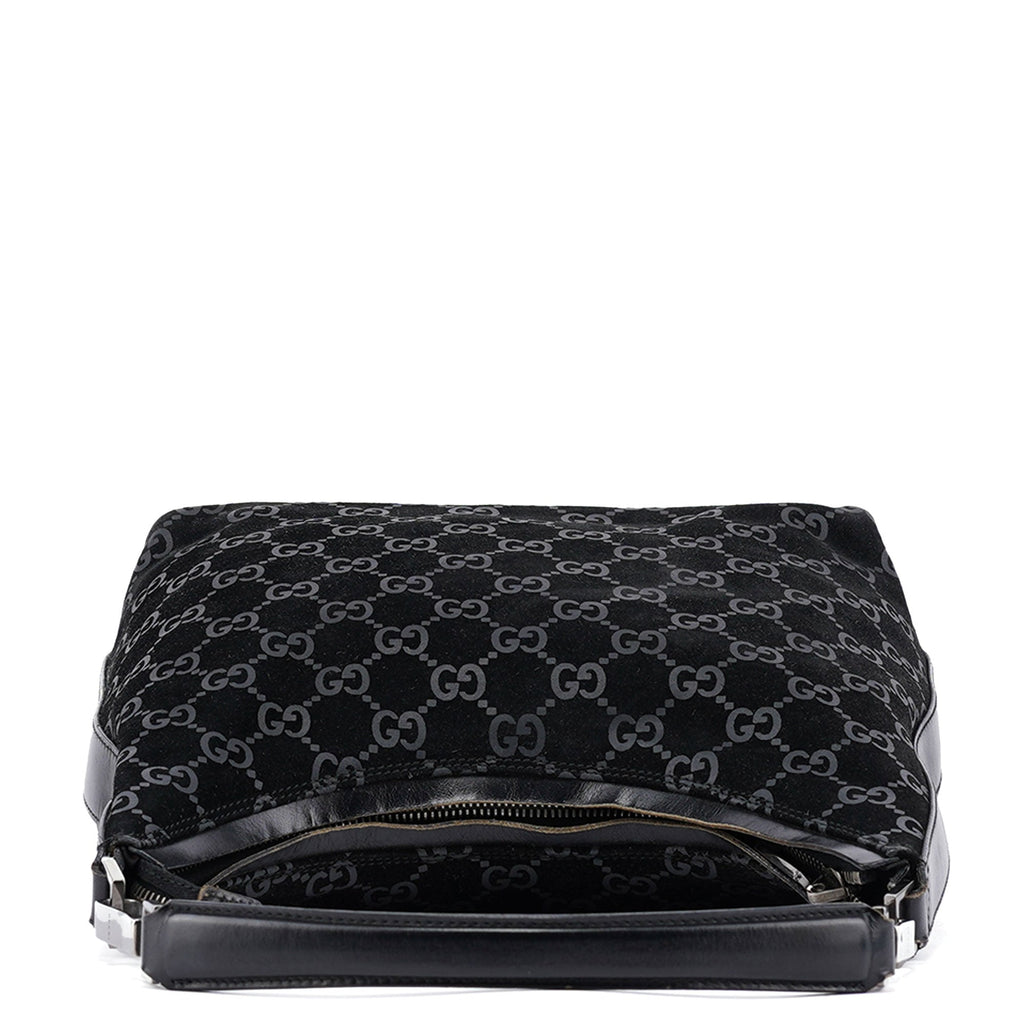 1997 Black GG Suede Shoulder Bag