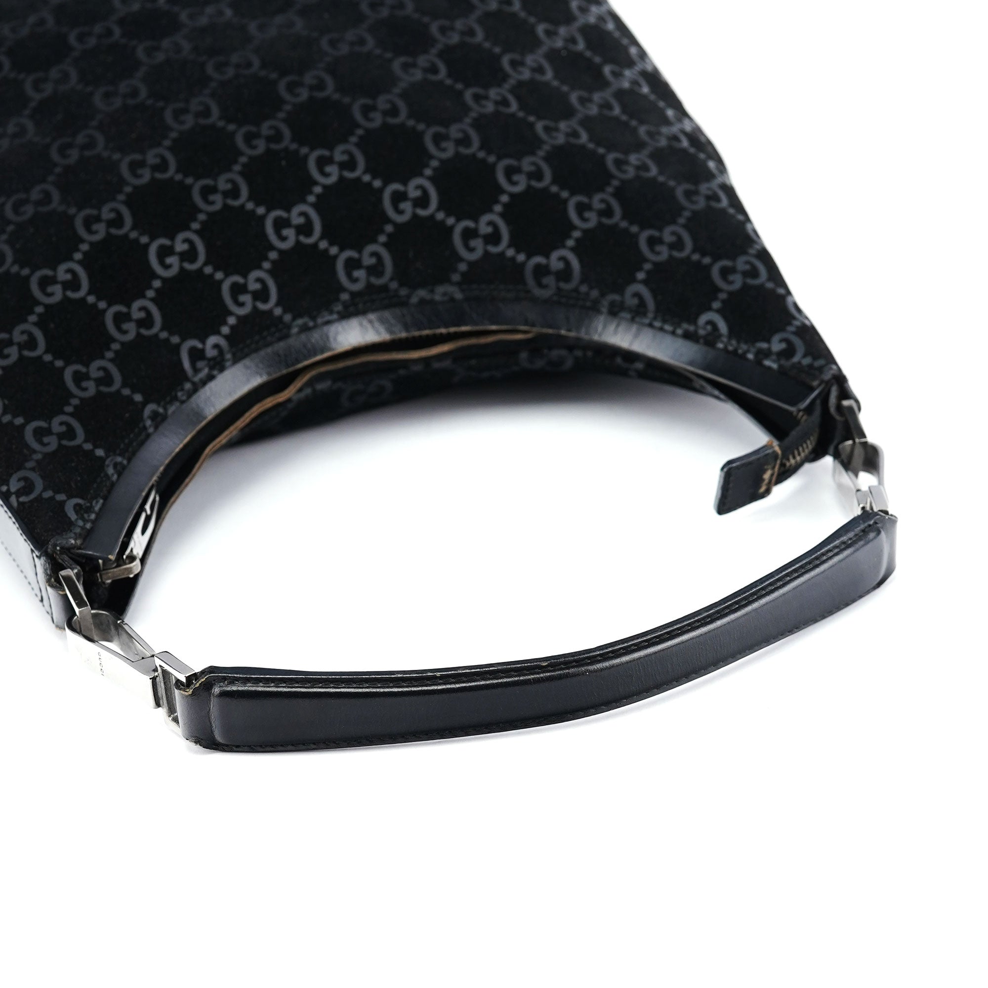 1997 Black GG Suede Shoulder Bag