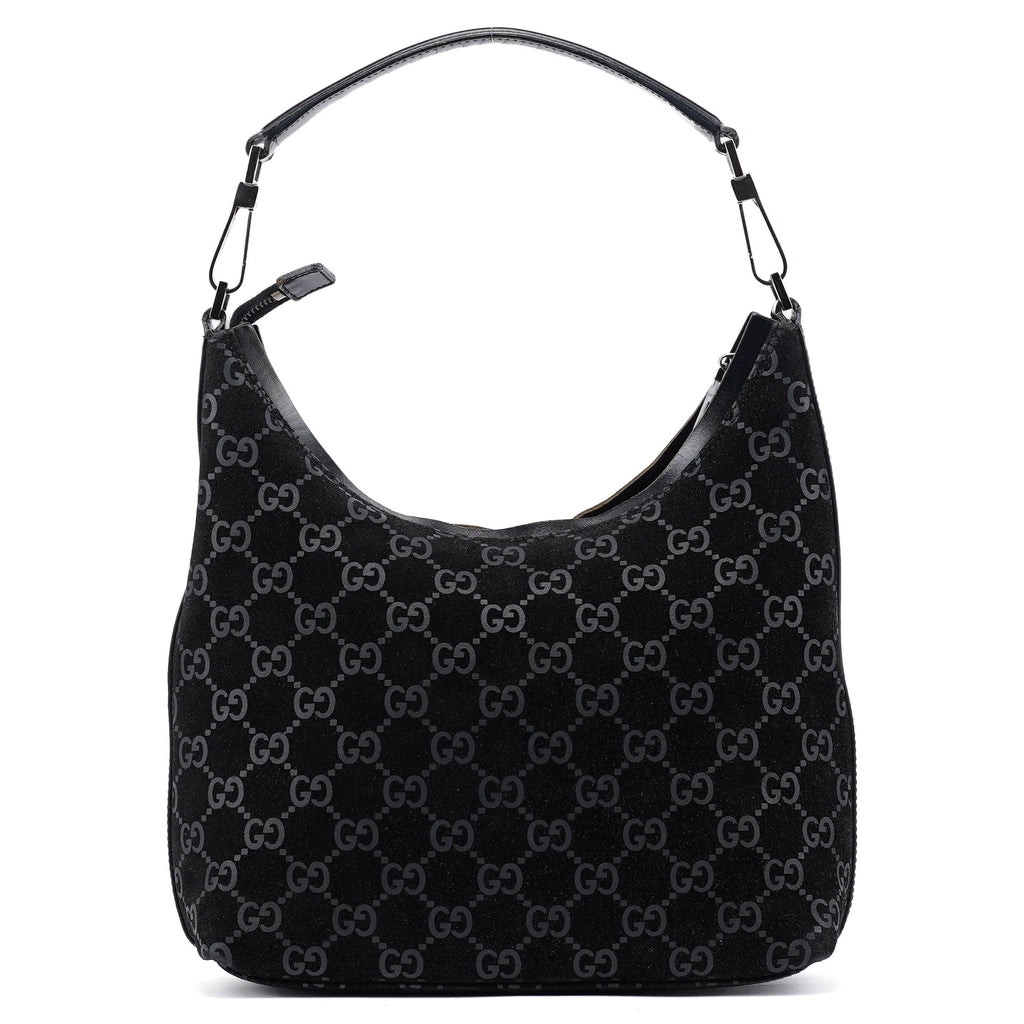 1997 Black GG Suede Shoulder Bag