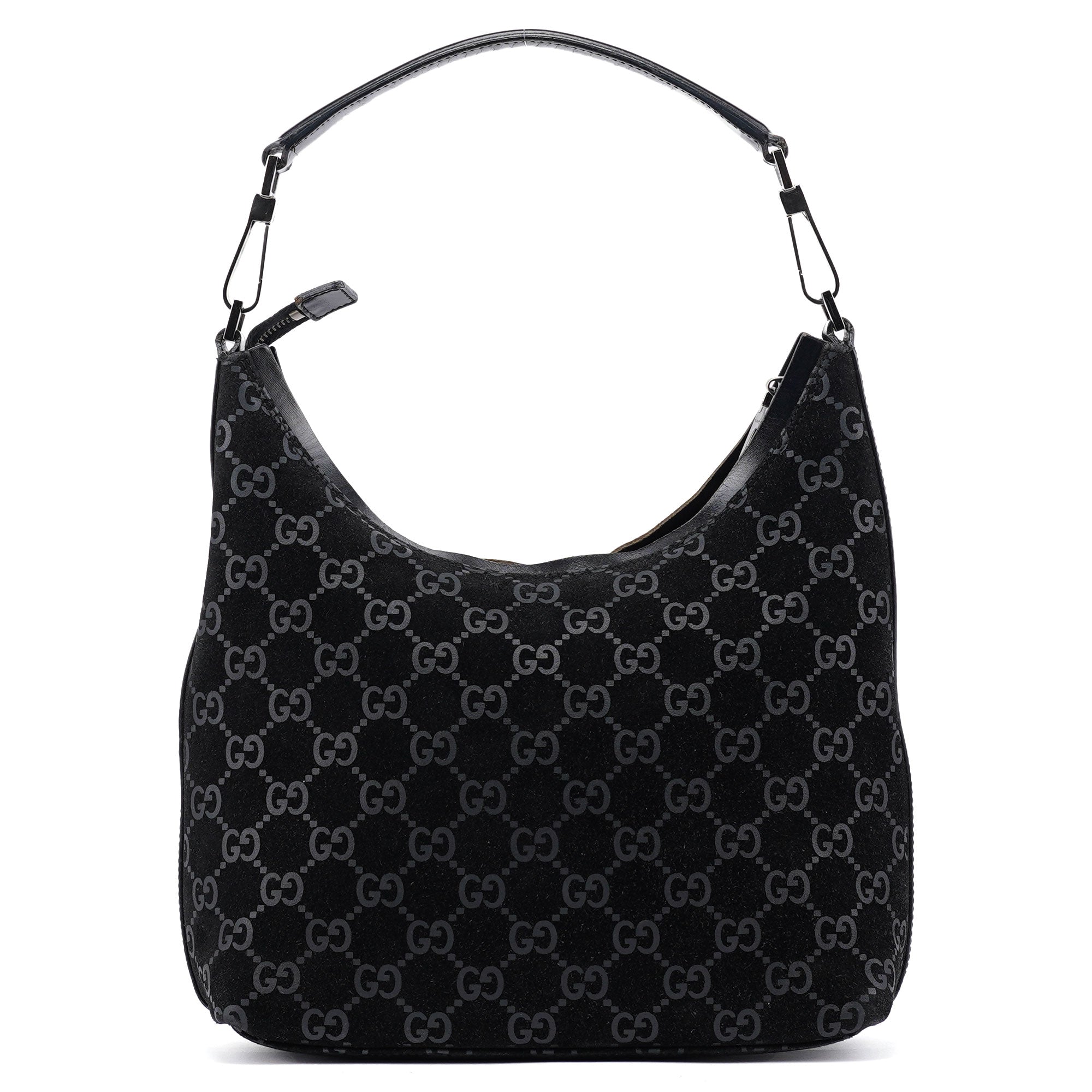 1997 Black GG Suede Shoulder Bag