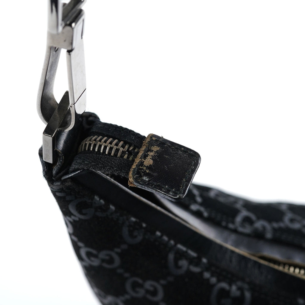 1997 Black GG Suede Shoulder Bag