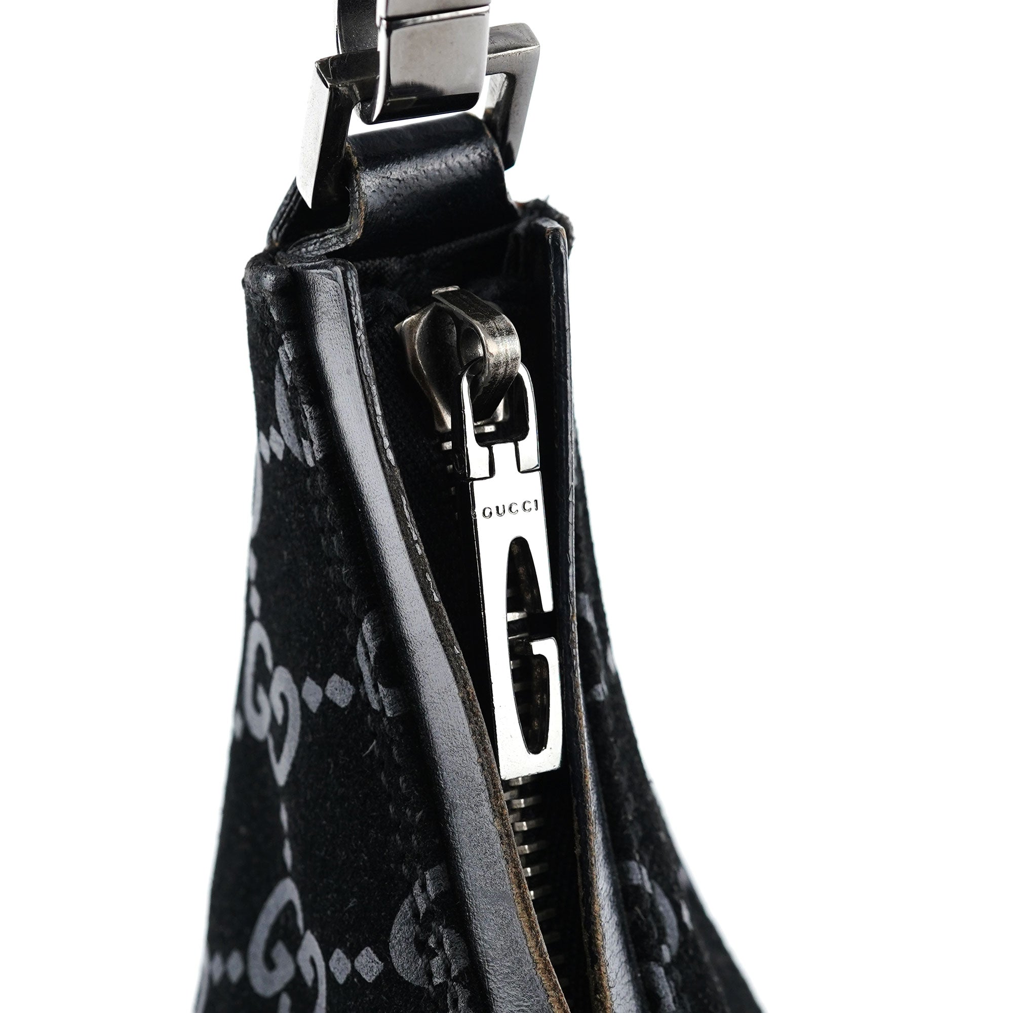 1997 Black GG Suede Shoulder Bag