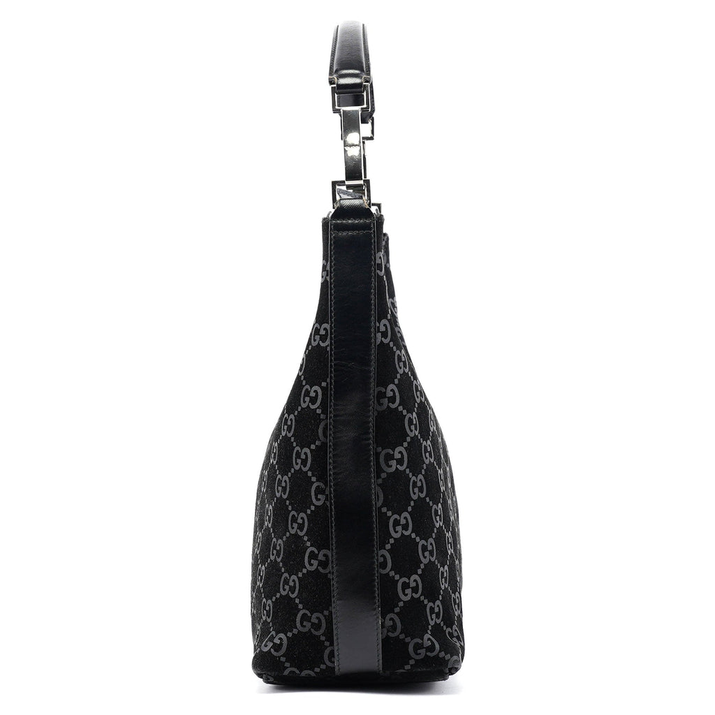1997 Black GG Suede Shoulder Bag