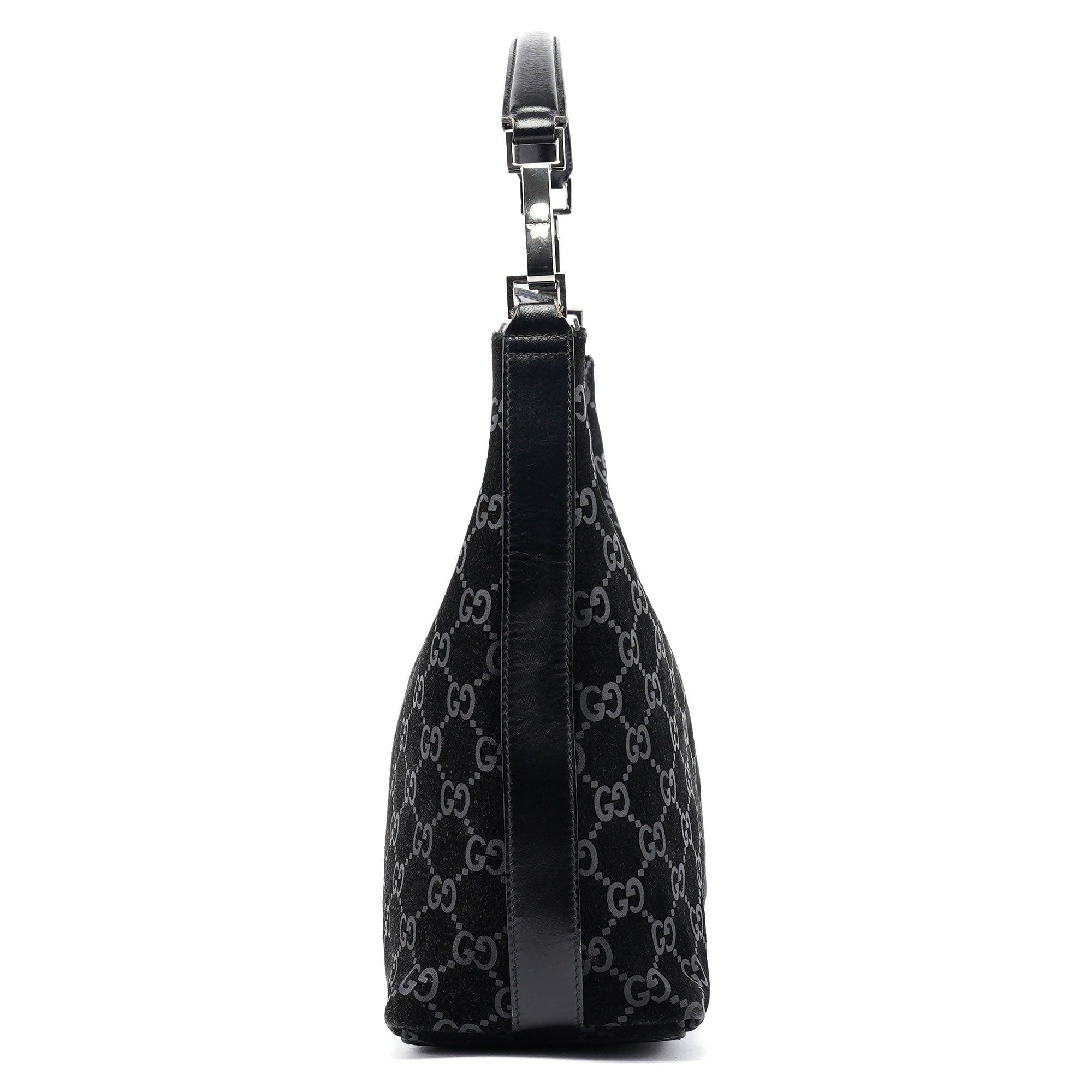 1997 Black GG Suede Shoulder Bag