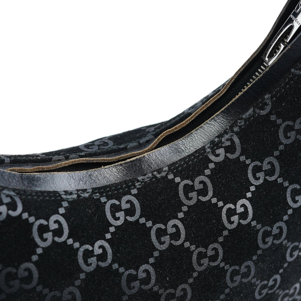 1997 Black GG Suede Shoulder Bag
