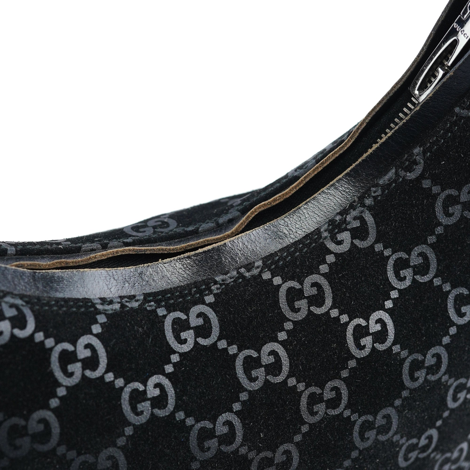 1997 Black GG Suede Shoulder Bag