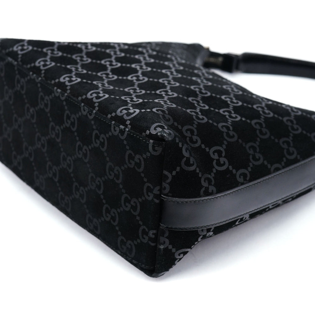 1997 Black GG Suede Shoulder Bag