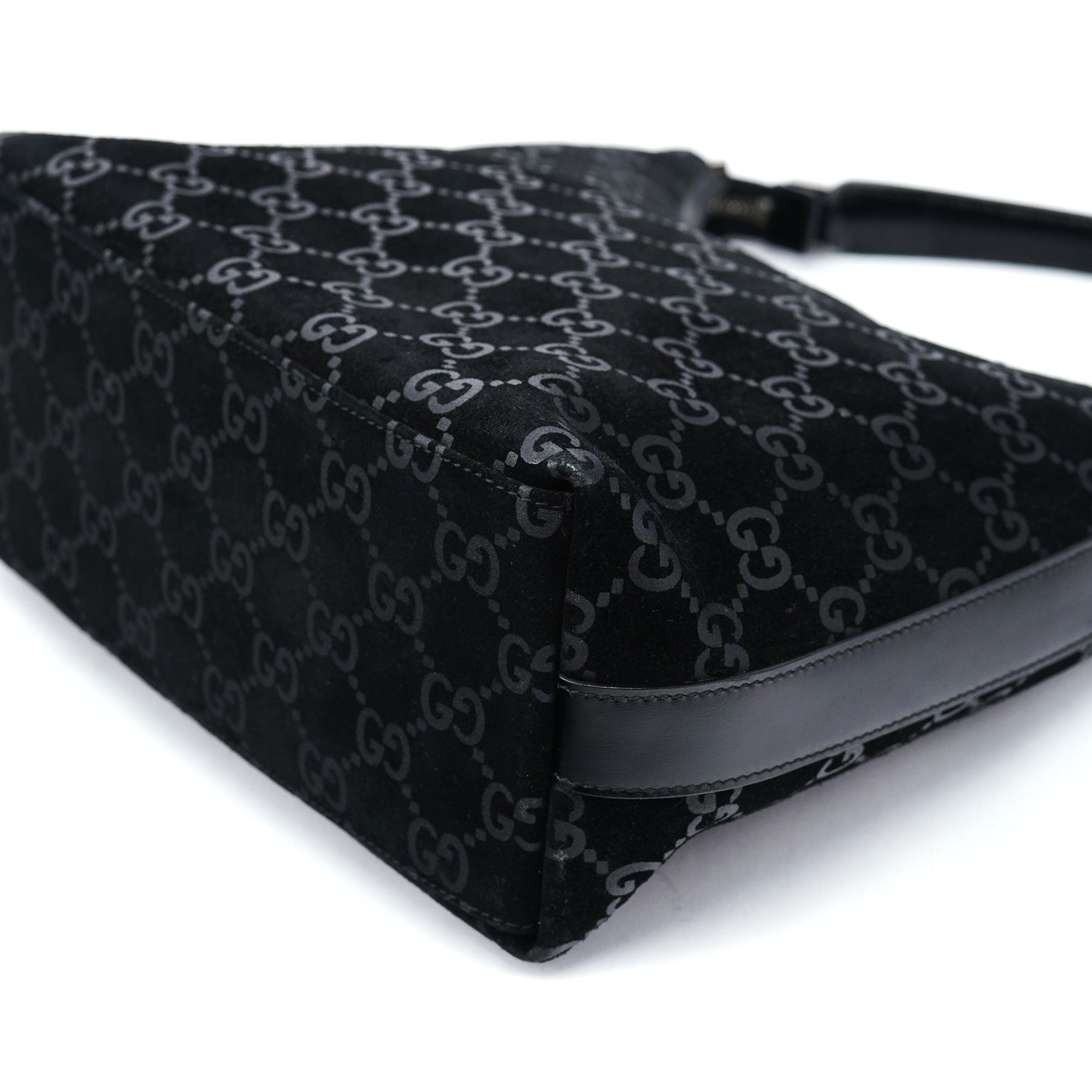 1997 Black GG Suede Shoulder Bag