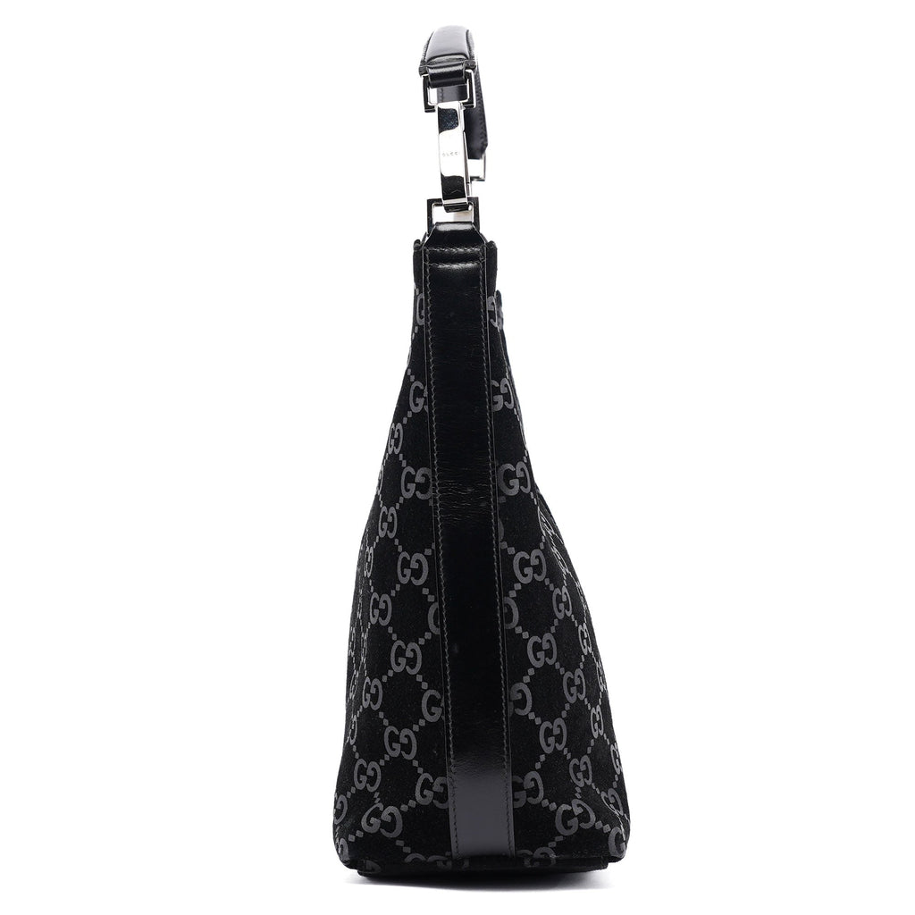 1997 Black GG Suede Shoulder Bag