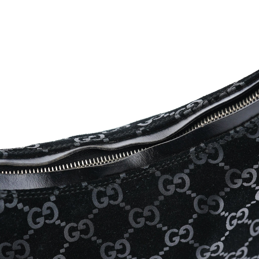 1997 Black GG Suede Shoulder Bag