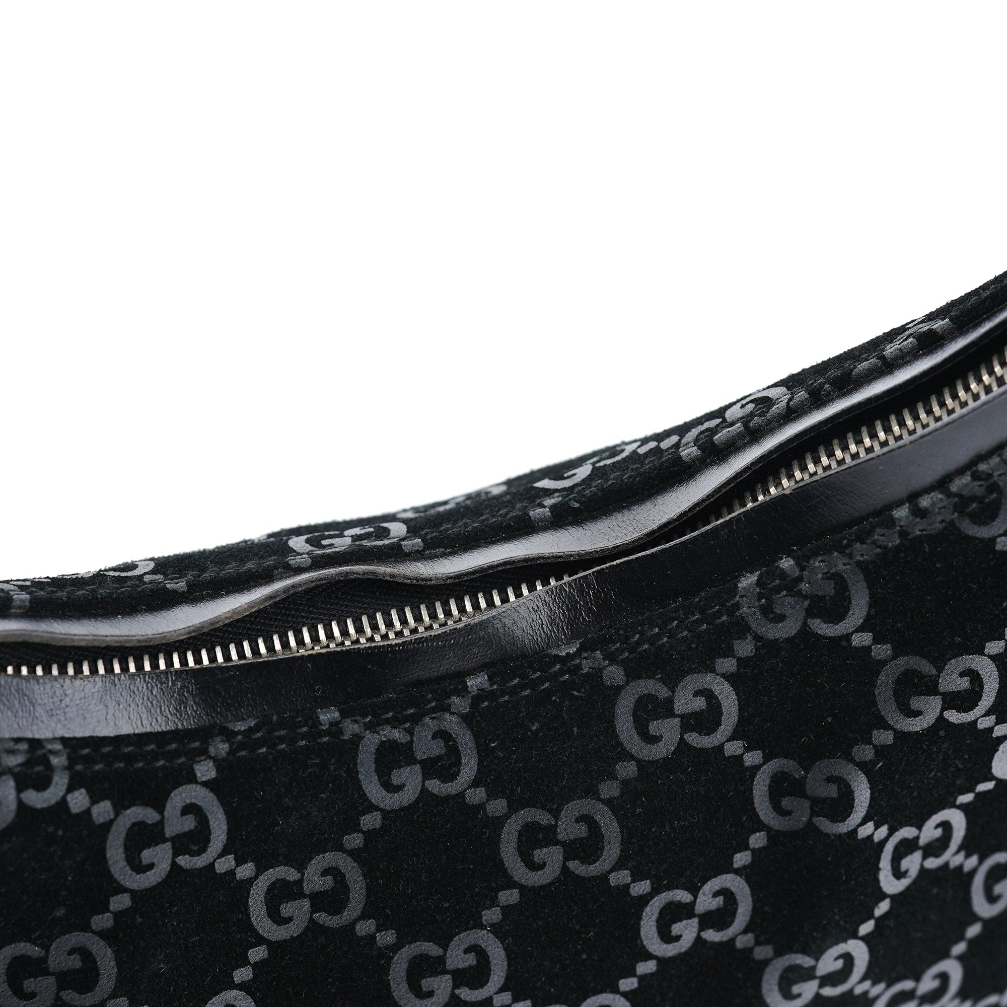 1997 Black GG Suede Shoulder Bag