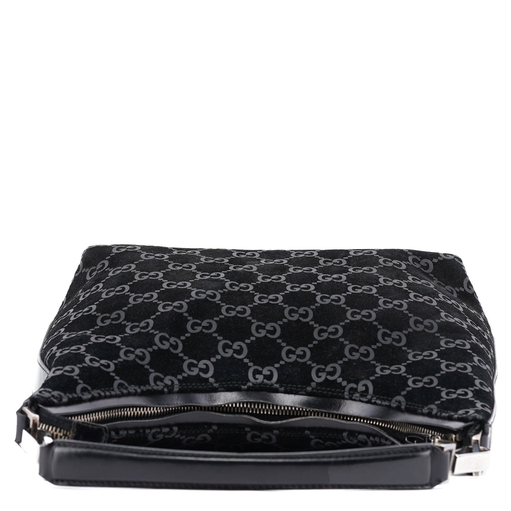 1997 Black GG Suede Shoulder Bag